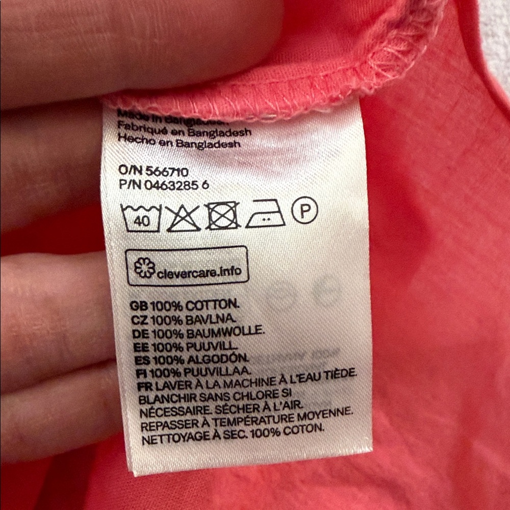 Divided H&M Coral Lightweight Crinkle Texture Button-Down Relaxed Fit Summer - Picture 4 of 5